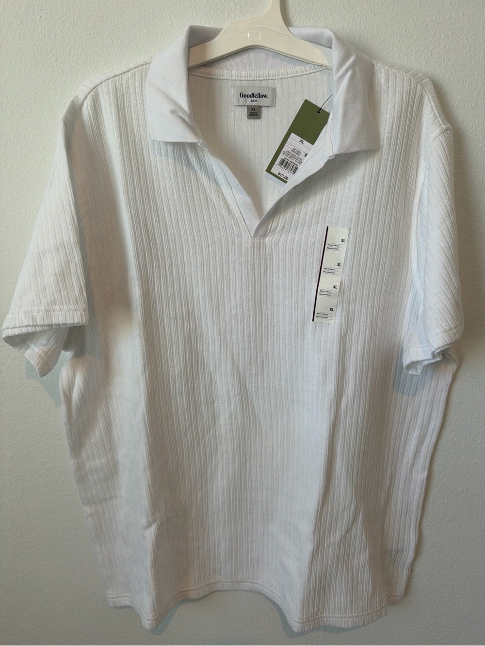 Goodfellow & Co White Ribbed Short Sleeve Polo